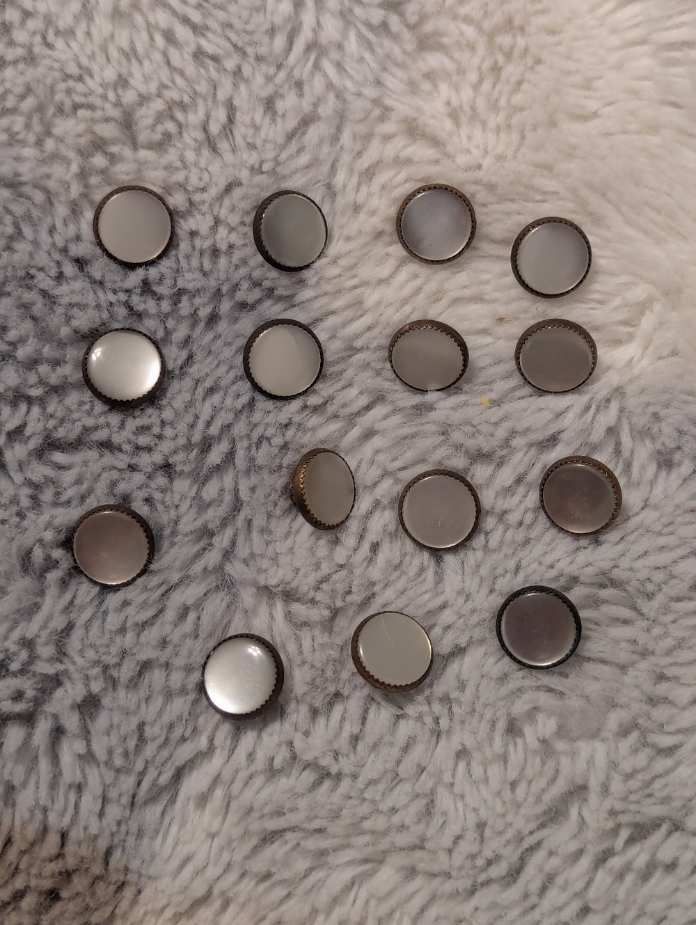 Vintage Unique Country/Western MOP Shank Buttons (Set of 15) Textured Edges